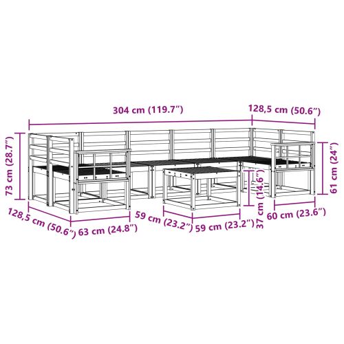 Комплект дивани за открито 8 pcs Естествен
