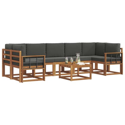 Комплект дивани за открито 8 pcs Натурален и Антрацит