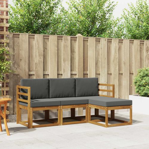 Комплект дивани за открито 4 pcs Натурален и Антрацит