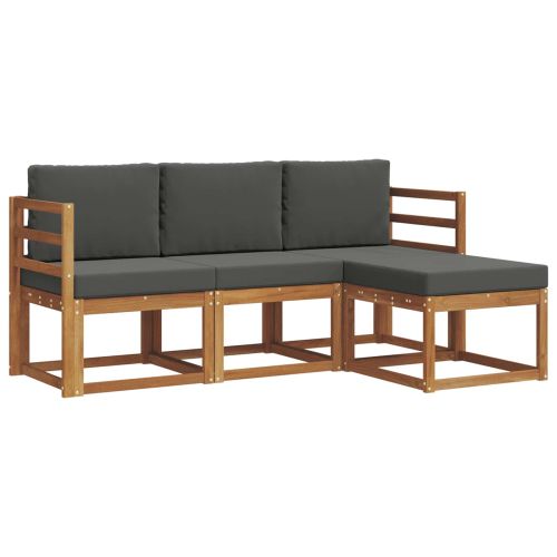 Комплект дивани за открито 4 pcs Натурален и Антрацит