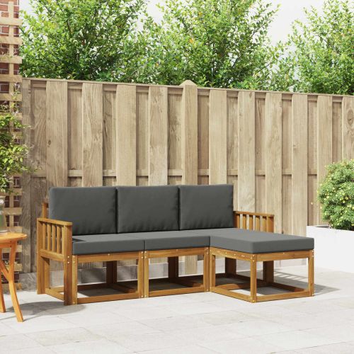 Комплект дивани за открито 4 pcs Натурален и Антрацит