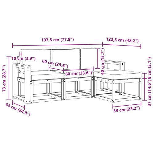 Комплект дивани за открито 4 pcs Натурален и Антрацит