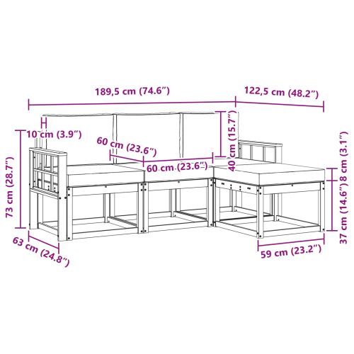 Комплект дивани за открито 4 pcs Натурален и Антрацит