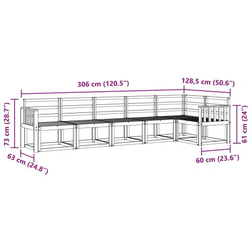 Комплект дивани за открито 6 pcs Естествен