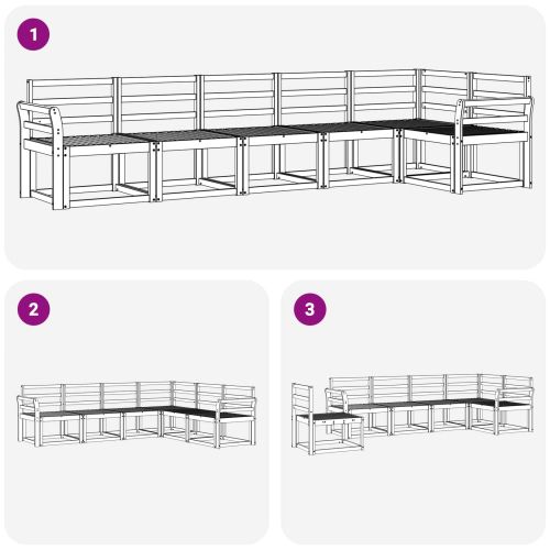 Комплект дивани за открито 6 pcs Естествен