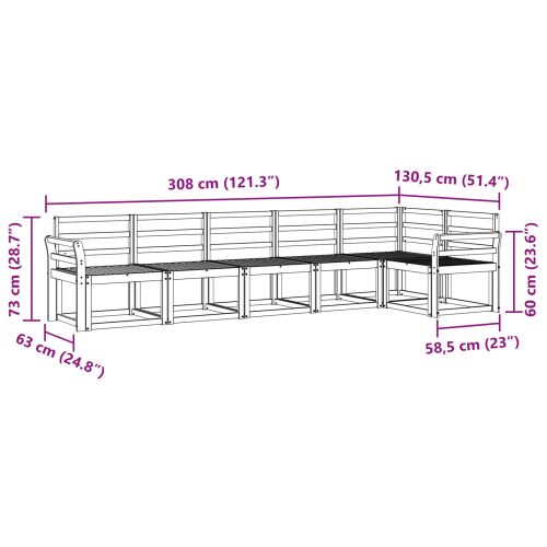 Комплект дивани за открито 6 pcs Естествен