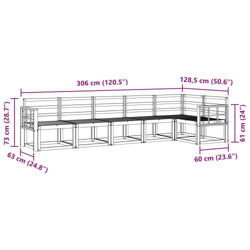 Комплект дивани за открито 6 pcs Естествен