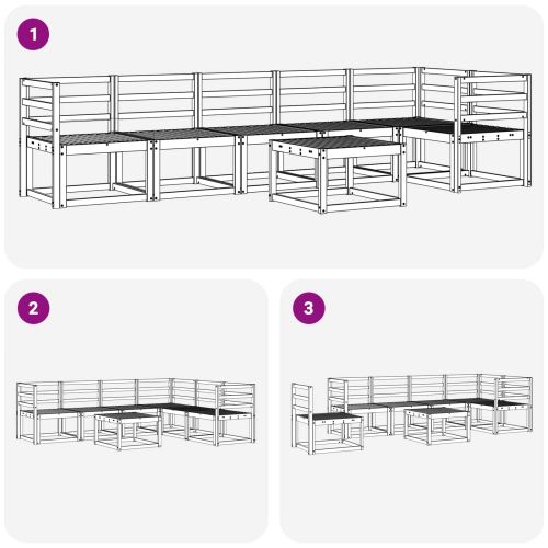 Комплект дивани за открито 7 pcs Естествен