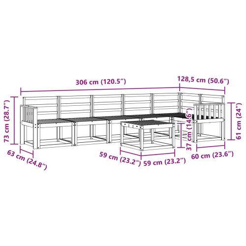 Комплект дивани за открито 7 pcs Естествен