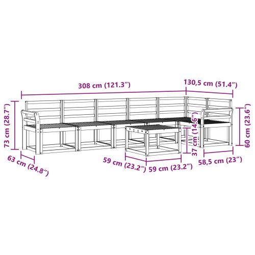 Комплект дивани за открито 7 pcs Естествен