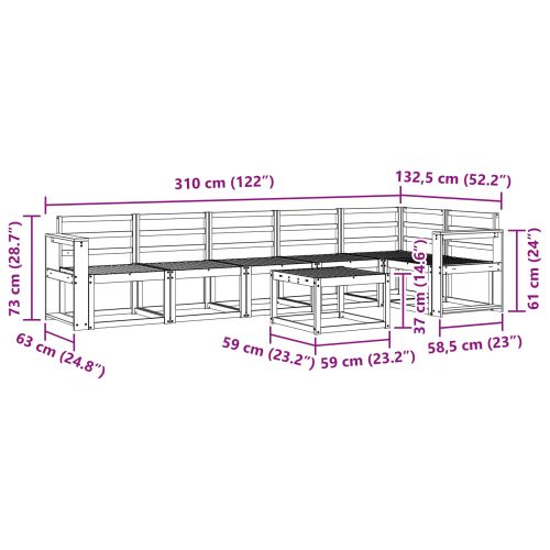Комплект дивани за открито 7 pcs Естествен