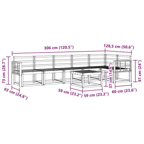 Комплект дивани за открито 7 pcs Естествен