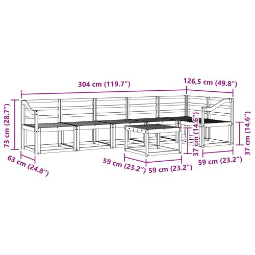 Комплект дивани за открито 7 pcs Естествен