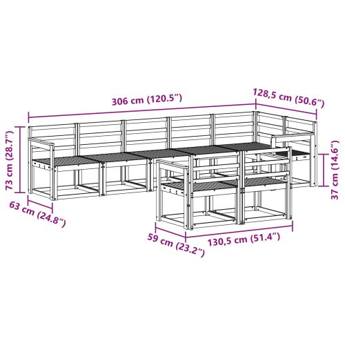 Комплект дивани за открито 8 pcs Естествен