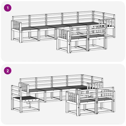 Комплект дивани за открито 8 pcs Естествен