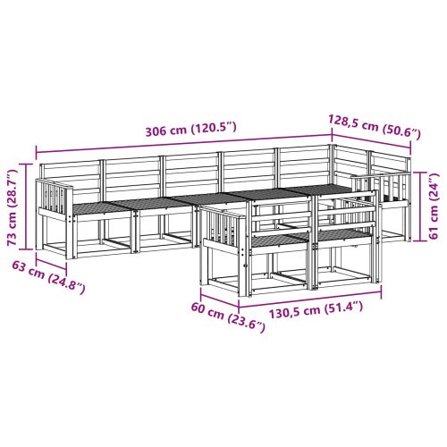 Комплект дивани за открито 8 pcs Естествен