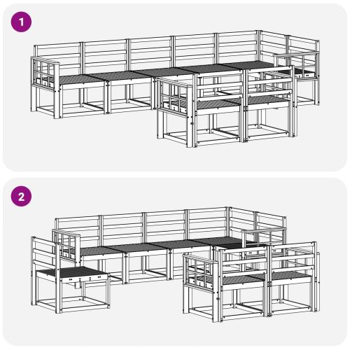 Комплект дивани за открито 8 pcs Естествен