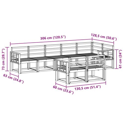 Комплект дивани за открито 8 pcs Естествен