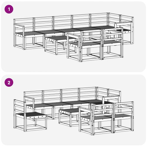 Комплект дивани за открито 9 pcs Естествен