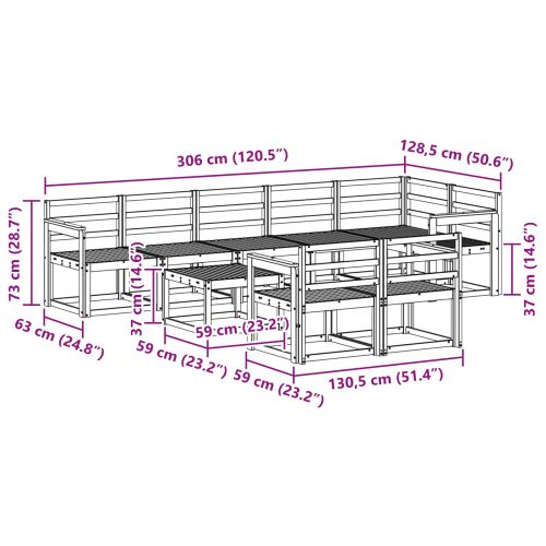 Комплект дивани за открито 9 pcs Естествен