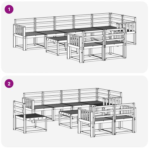 Комплект дивани за открито 9 pcs Естествен