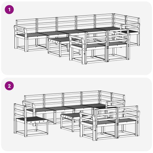 Комплект дивани за открито 9 pcs Естествен