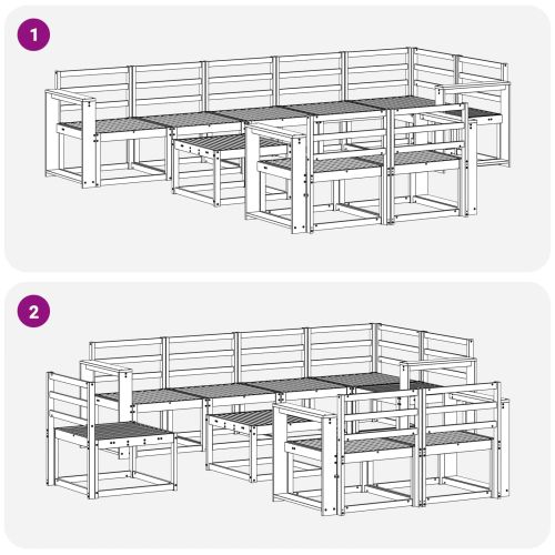 Комплект дивани за открито 9 pcs Естествен