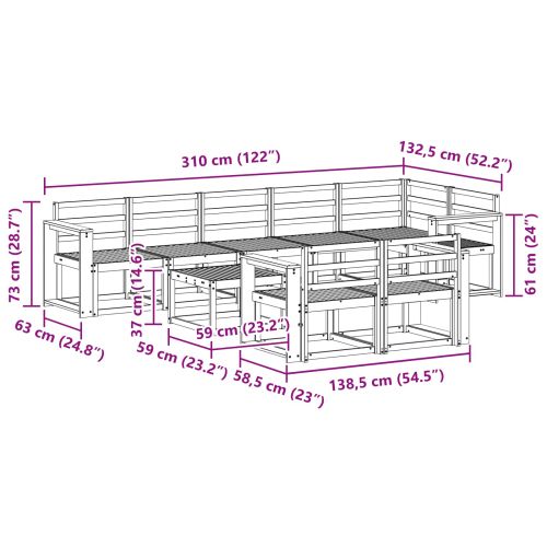 Комплект дивани за открито 9 pcs Естествен