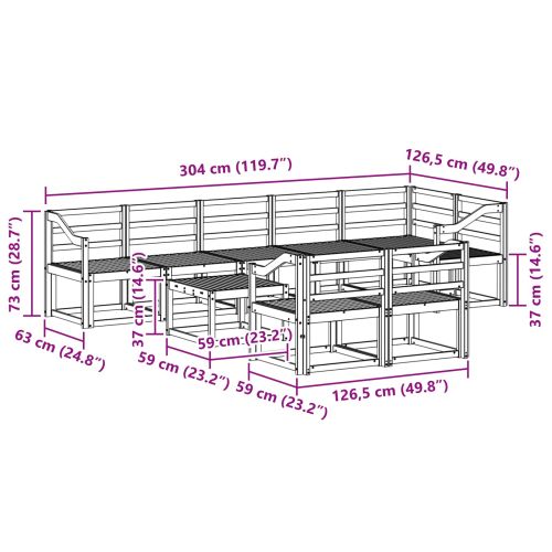 Комплект дивани за открито 9 pcs Естествен