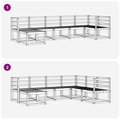 Комплект дивани за открито 7 pcs Естествен