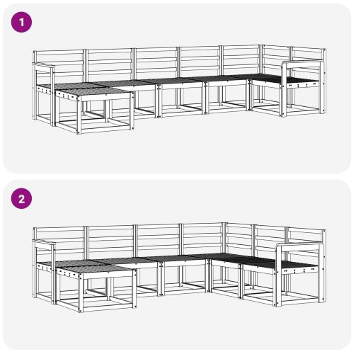 Комплект дивани за открито 7 pcs Естествен