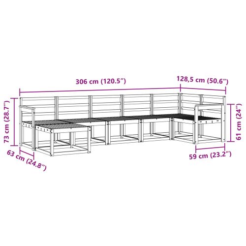 Комплект дивани за открито 7 pcs Естествен