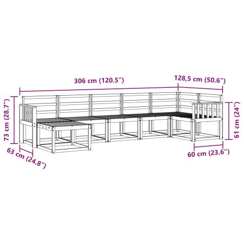 Комплект дивани за открито 7 pcs Естествен
