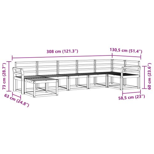Комплект дивани за открито 7 pcs Естествен