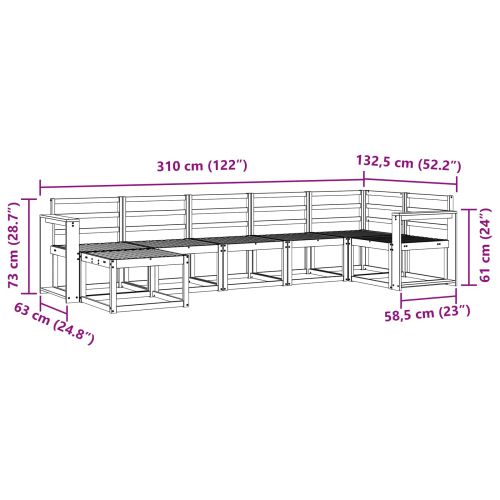 Комплект дивани за открито 7 pcs Естествен