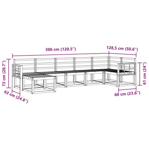 Комплект дивани за открито 7 pcs Естествен