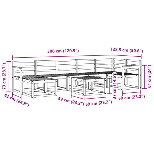 Комплект дивани за открито 8 pcs Естествен