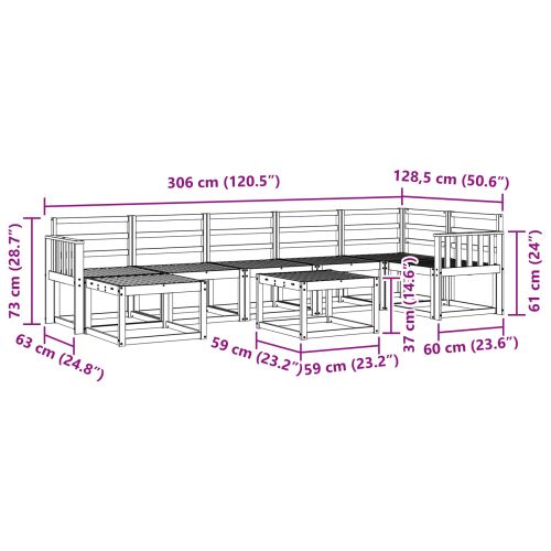 Комплект дивани за открито 8 pcs Естествен