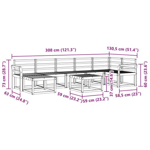 Комплект дивани за открито 8 pcs Естествен