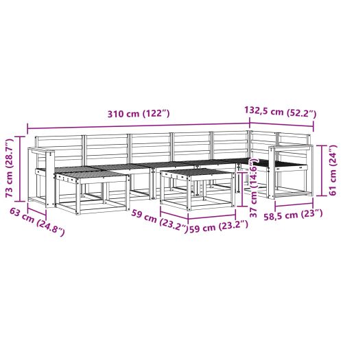 Комплект дивани за открито 8 pcs Естествен