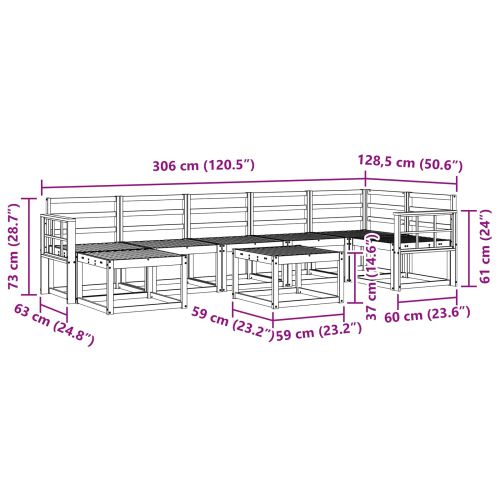 Комплект дивани за открито 8 pcs Естествен