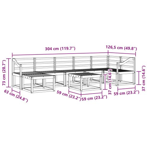 Комплект дивани за открито 8 pcs Естествен