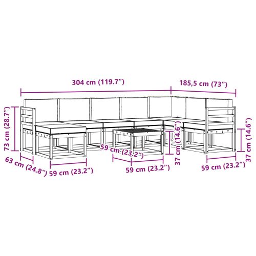 Комплект дивани за открито 9 pcs Натурален и Антрацит