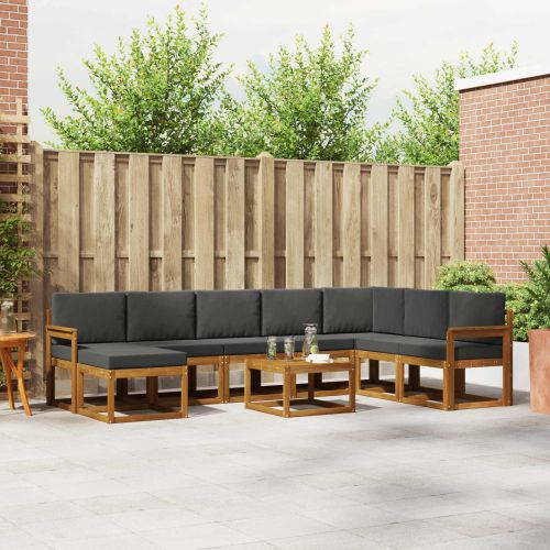 Комплект дивани за открито 9 pcs Натурален и Антрацит