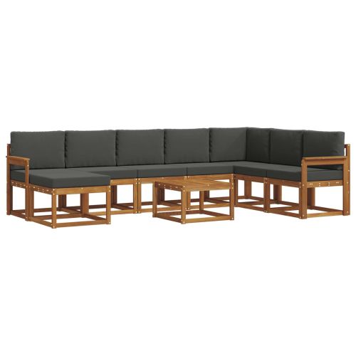 Комплект дивани за открито 9 pcs Натурален и Антрацит