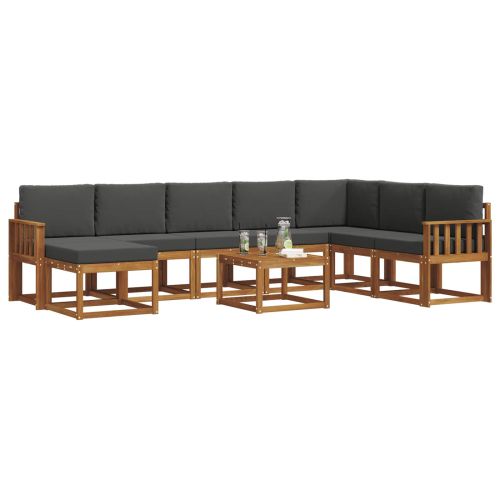 Комплект дивани за открито 9 pcs Натурален и Антрацит