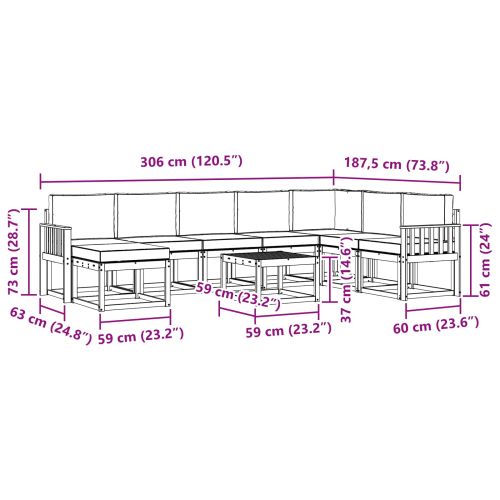 Комплект дивани за открито 9 pcs Натурален и Антрацит