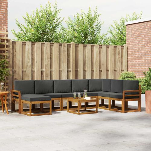 Комплект дивани за открито 9 pcs Натурален и Антрацит