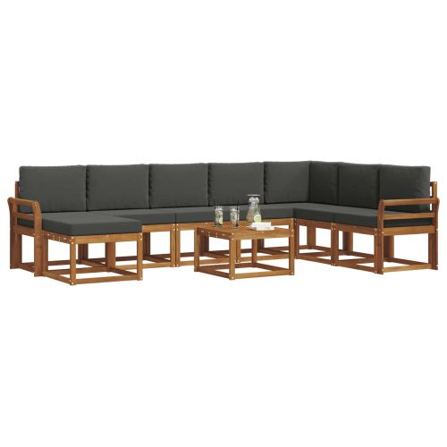 Комплект дивани за открито 9 pcs Натурален и Антрацит