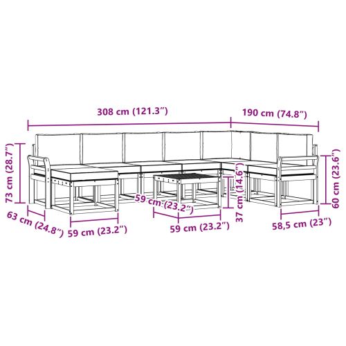 Комплект дивани за открито 9 pcs Натурален и Антрацит